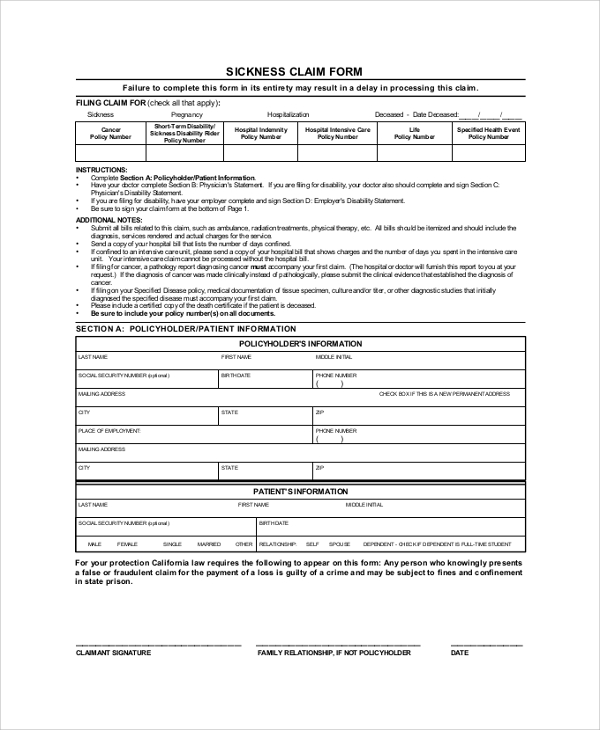 FREE 8+ Sample Aflac Claim Forms in PDF
