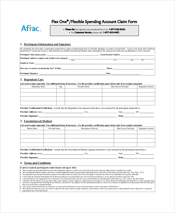 sample aflac account claim form