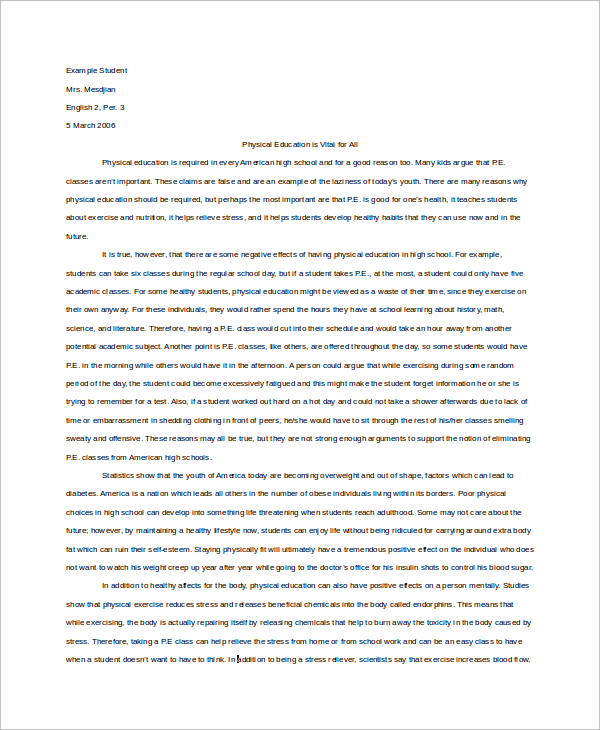 persuasive essay format example