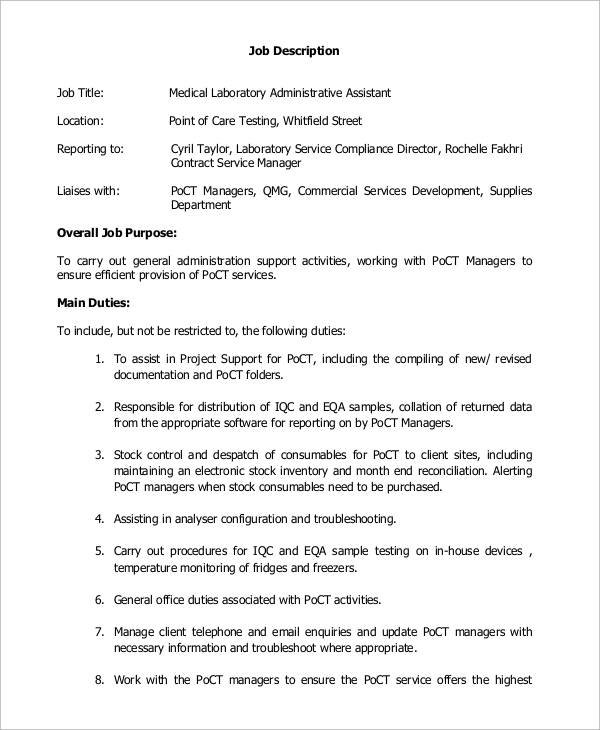 FREE 8 Sample Medical Assistant Job Description Templates In PDF