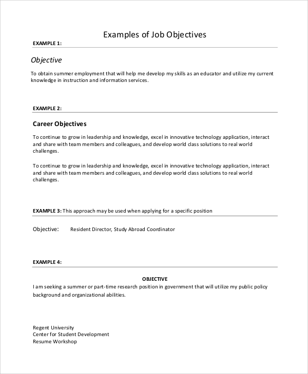 job resume objective example2