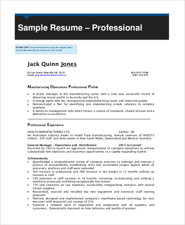 professional resume example1