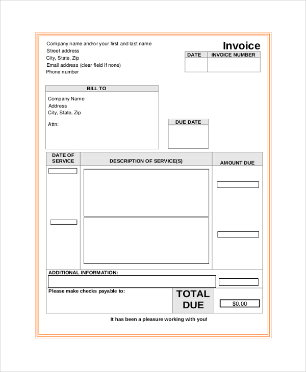 blank service invoice