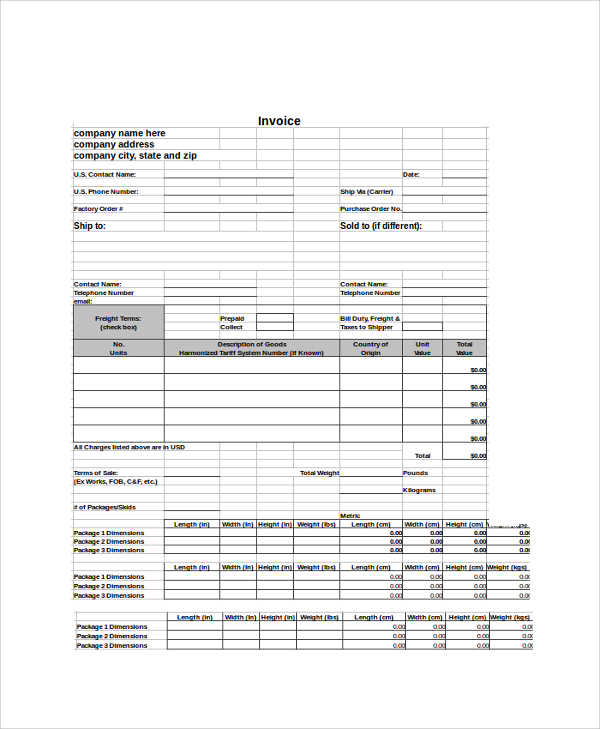 blank invoice excel format
