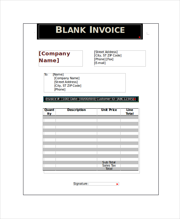 printable blank invoice