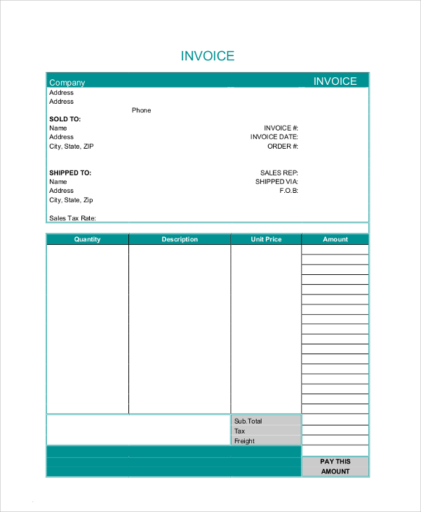 basic blank invoice sample