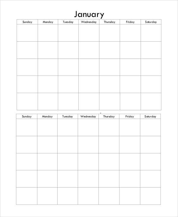 basic blank monthly calendar