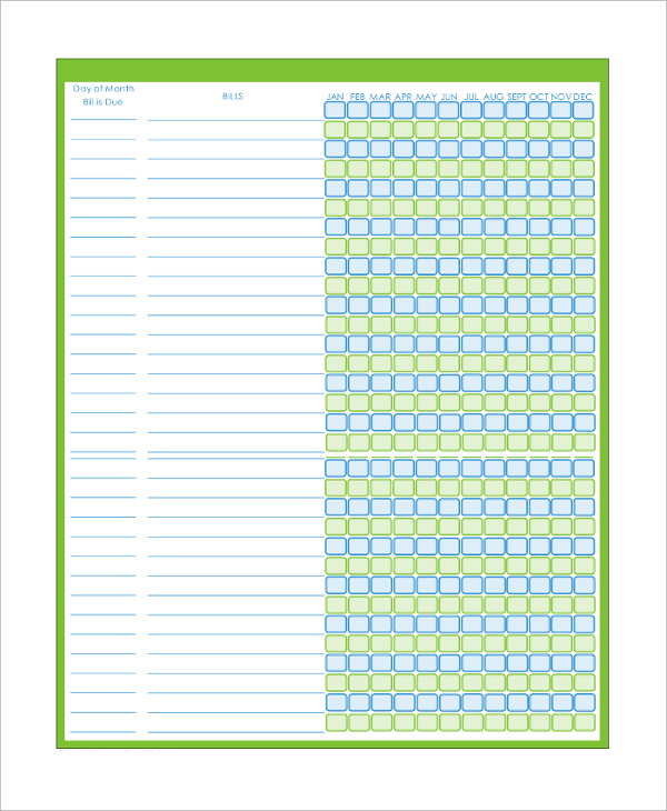 free 9 sample bill organizer in pdf ms word excel