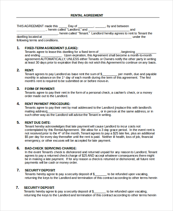 FREE 10+ Sample Basic Rental Agreement Templates in PDF MS Word