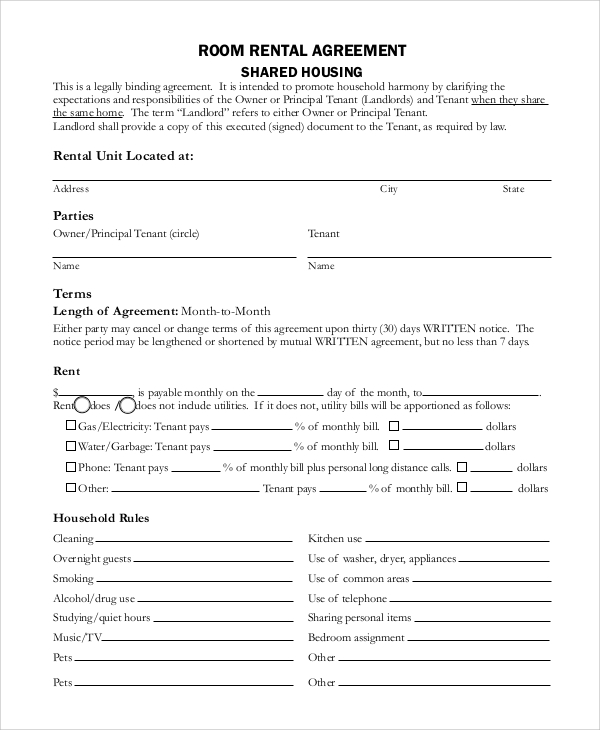 free 10 sample basic rental agreement templates in pdf ms word