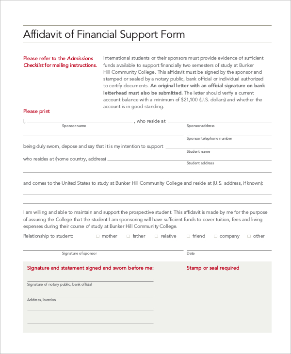 affidavit of financial support form1