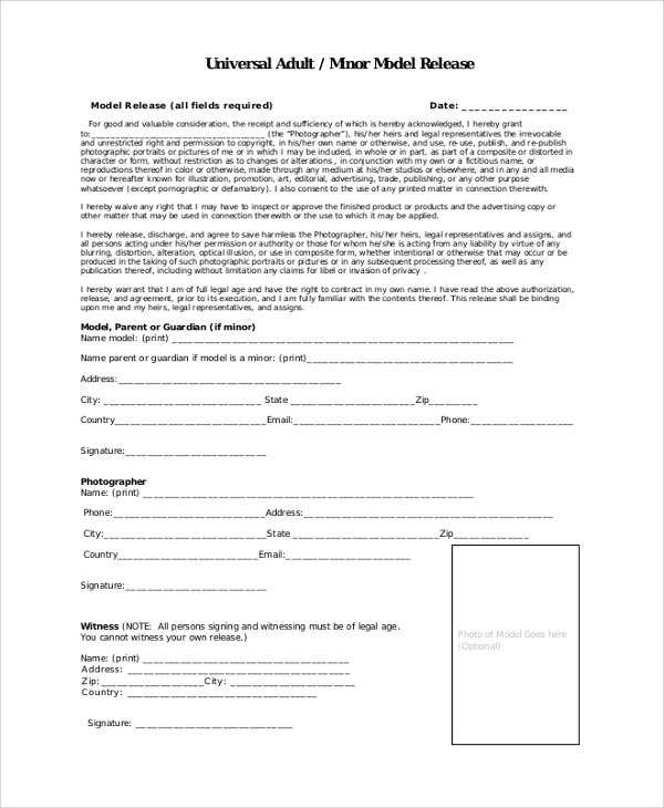 FREE 9 Sample Model Release Forms In PDF MS Word