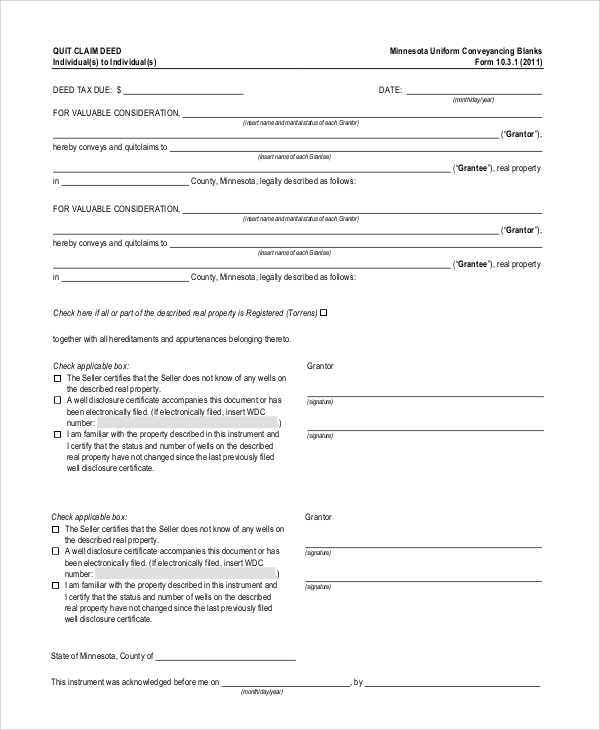 FREE 8 Sample Quick Claim Deed Forms In PDF MS Word