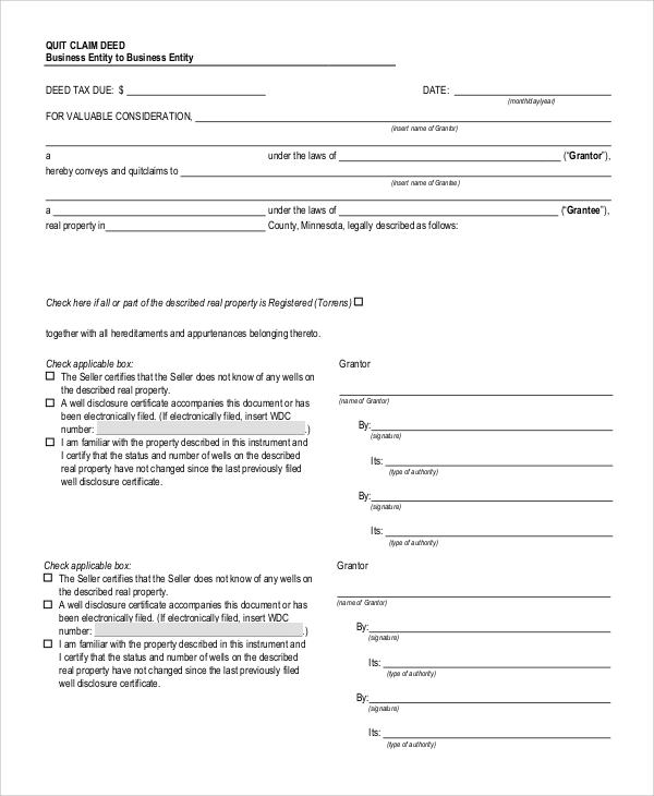quick claim deed blank form