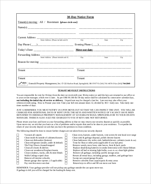 30 day notice form