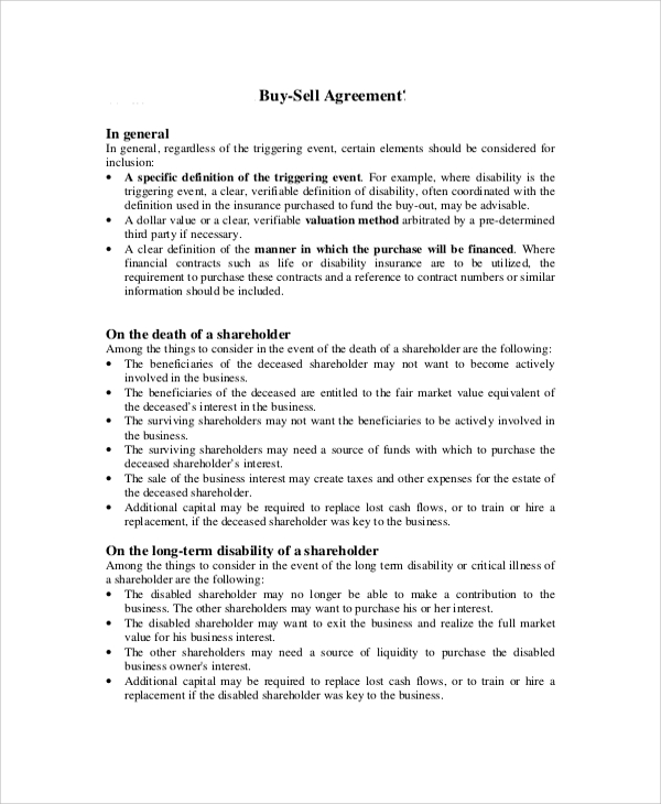 buy sell agreement planning checklist
