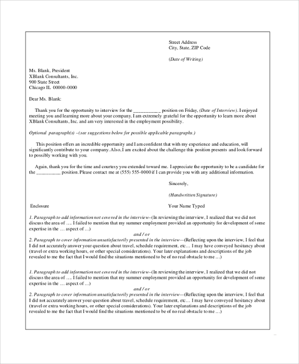 sample thank you letter format