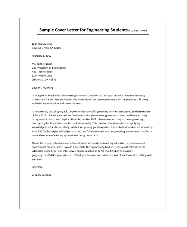 best cover letters for internships