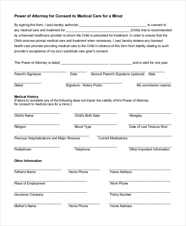 FREE 8 Sample Medical Power Of Attorney Forms In MS Word PDF