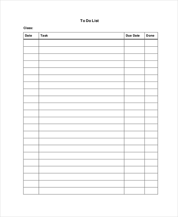 FREE 8+ Printable To Do List Samples in PDF | MS Word | Excel