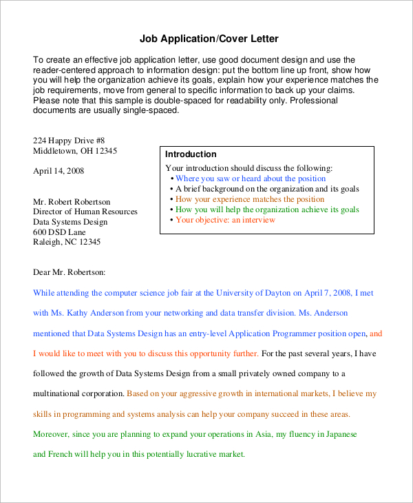 cover letter example for job resume
