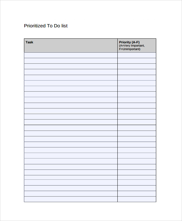 printable prioritized to do list