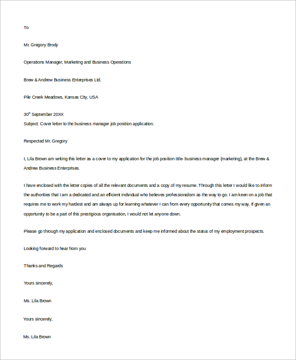 resume cover letter examples