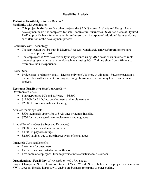 technical feasibility analysis example