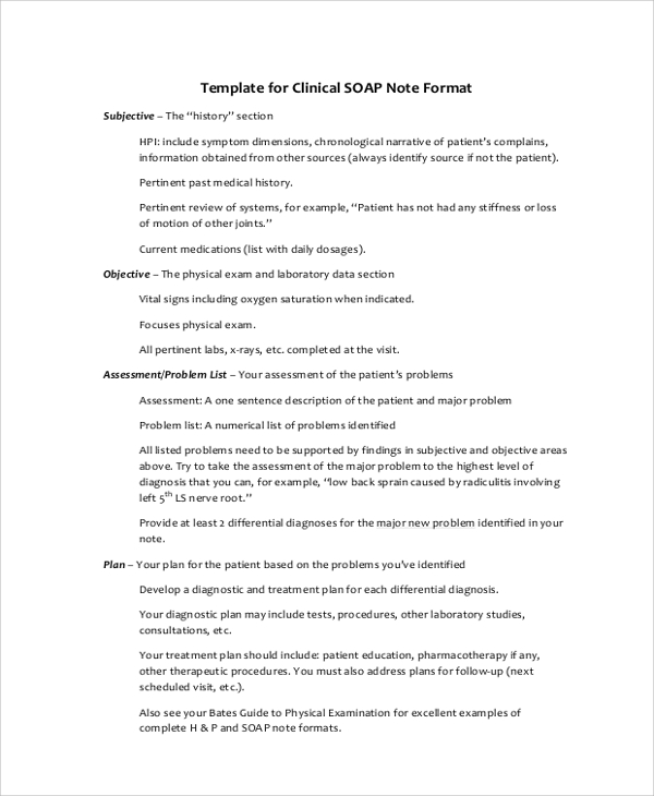 clinical soap note example