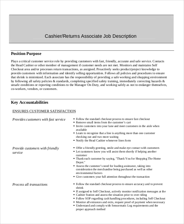 Get Cashier On Resume Duties Background All About Job Resume   Cashier Job Description Resume 