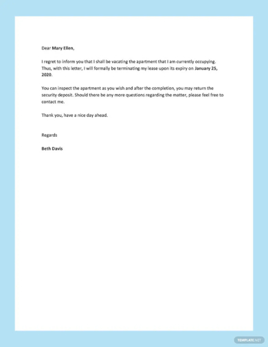 apartment lease termination letter template