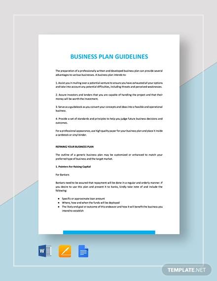 business plan guidelines