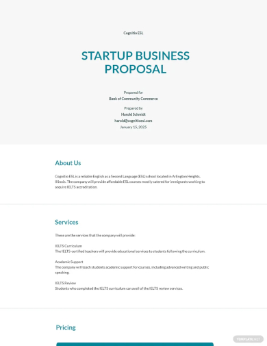 business proposal for startup company template