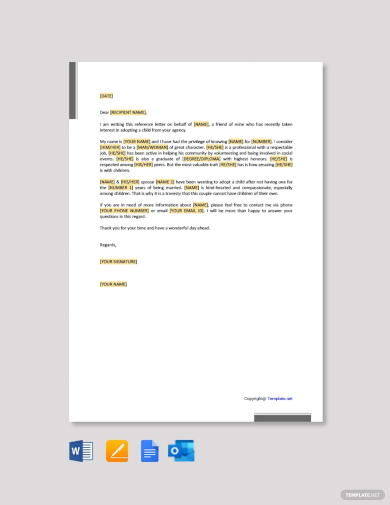 character reference letter for adoption template