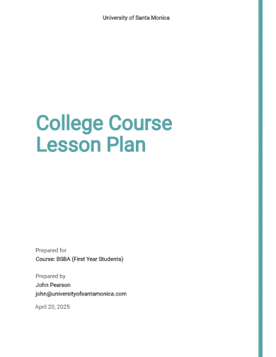 college course lesson plan template