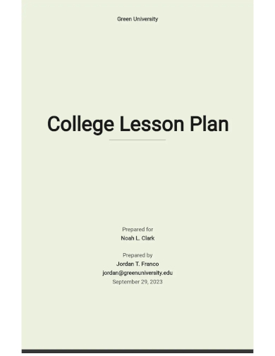 college lesson plan template