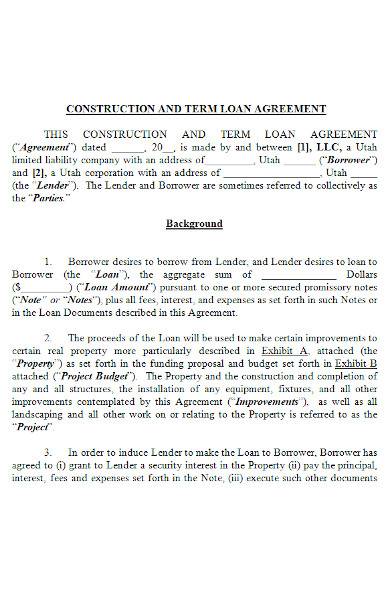 construction loan agreement in ms word