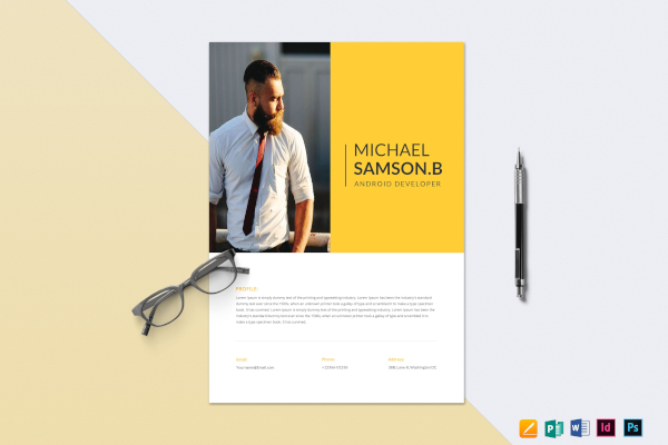 creative android developer resume template