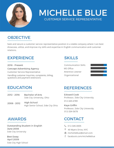customer service representative resume format template