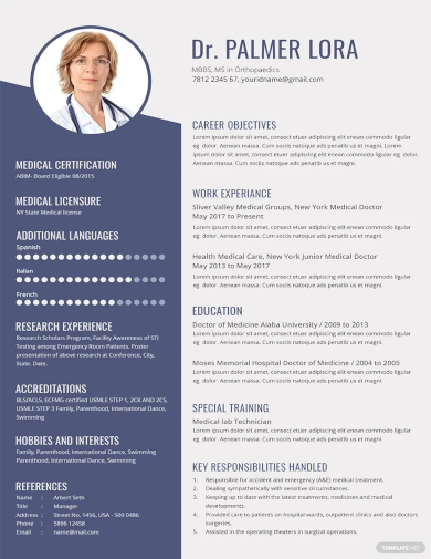 doctor resume template