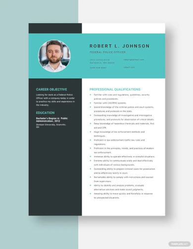 federal police officer resume template