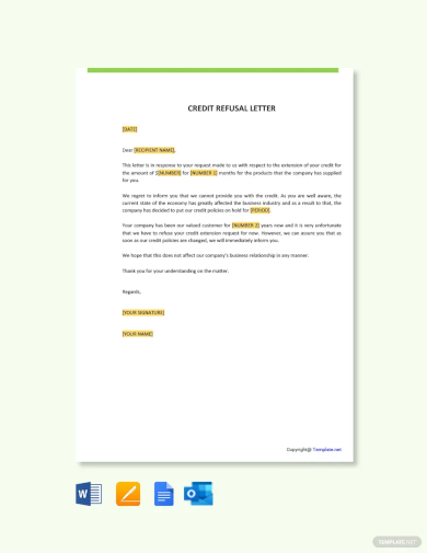 free credit refusal letter template