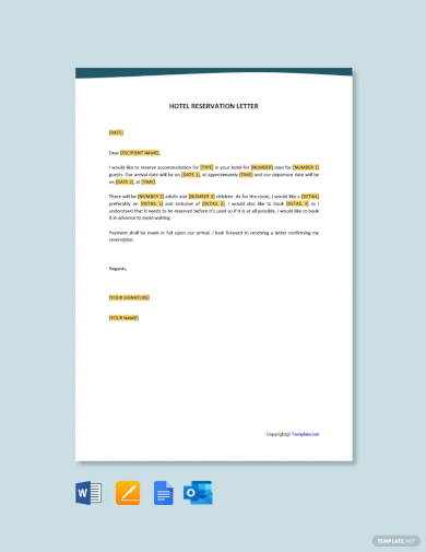 free hotel reservation letter template