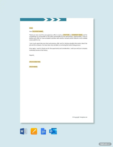 free job refusal letter template