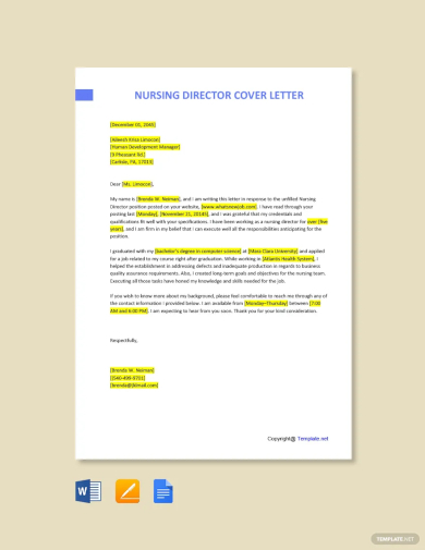 free nursing director cover letter template