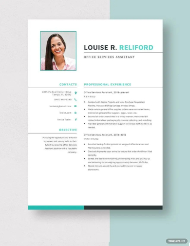 free office services assistant resume template