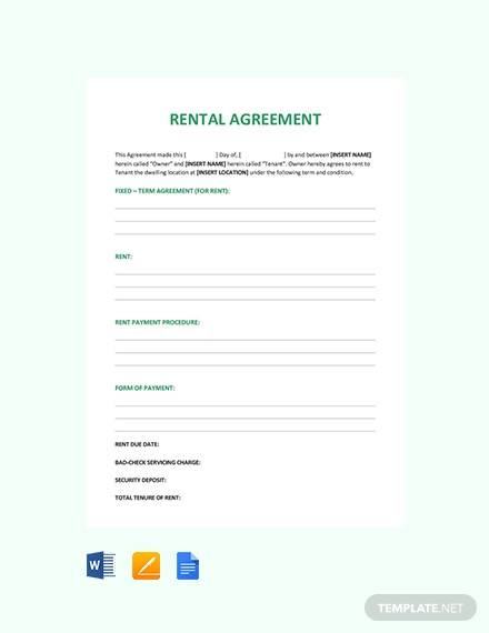 free rental agreement template