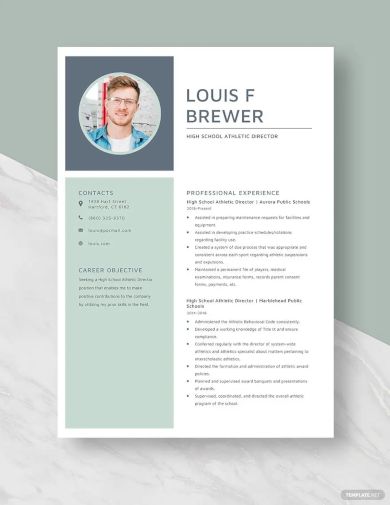 high school athletic director resume template