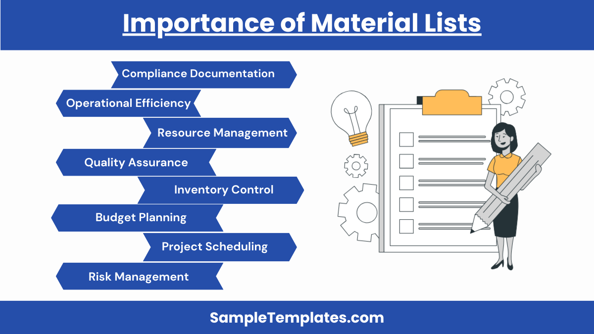 importance of material lists