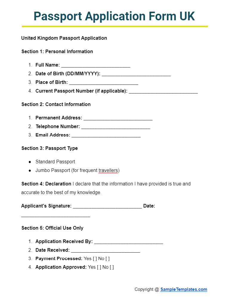 passport application form uk